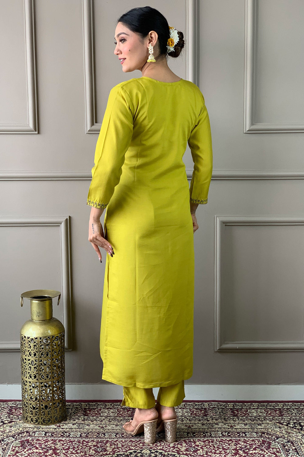 Amazing Yellow Color Viscose Fabric Readymade Dress | Buy Online India