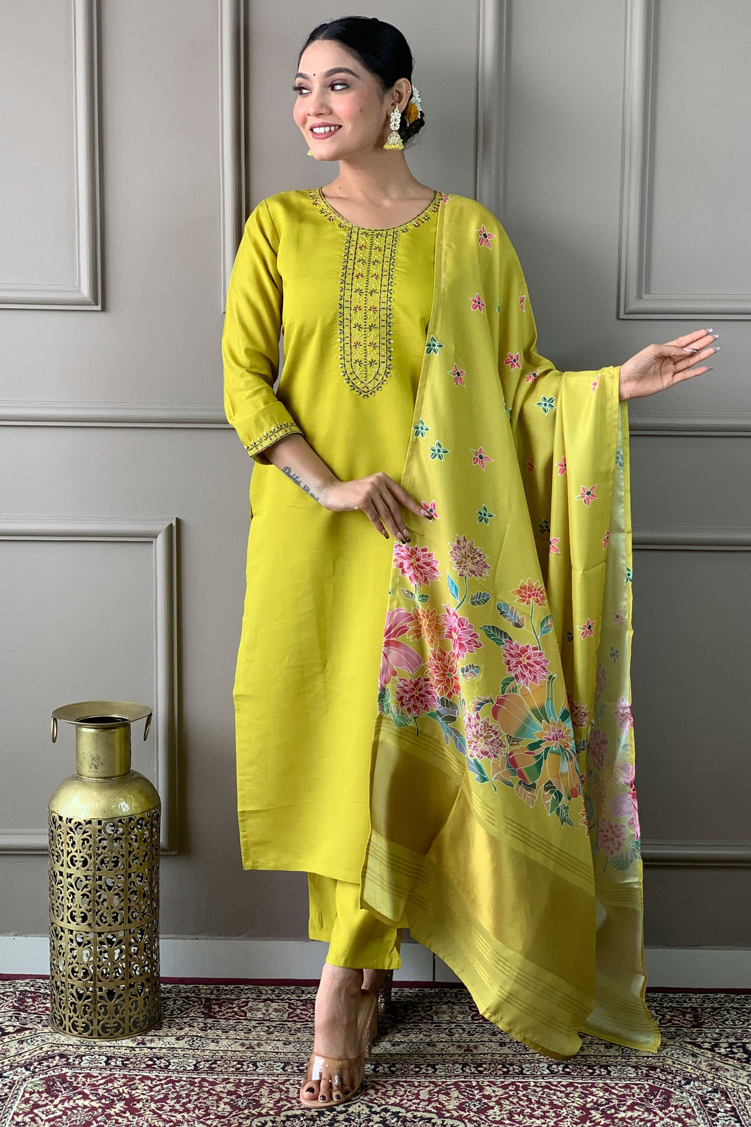 Amazing Yellow Color Viscose Fabric Readymade Dress | Buy Online India