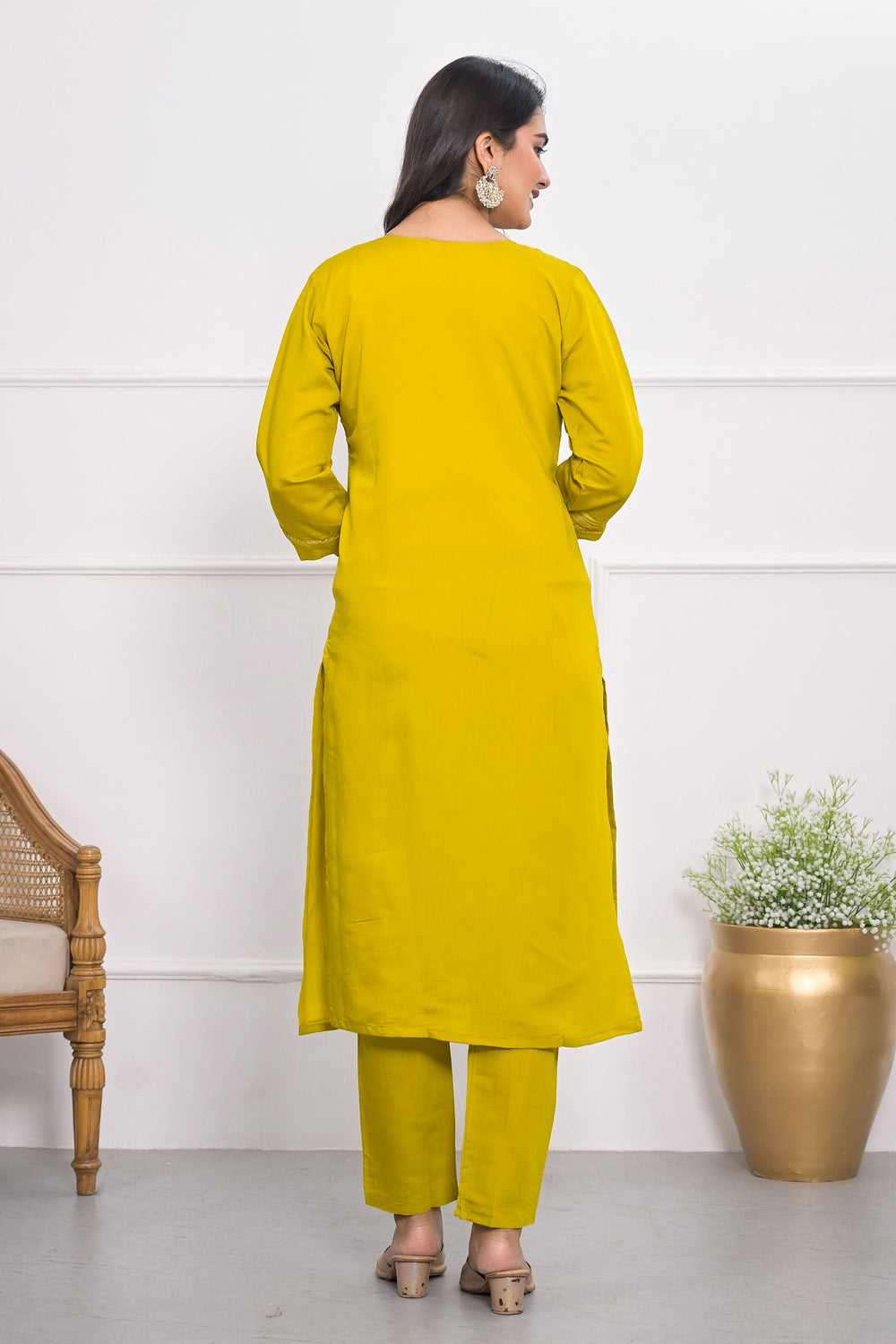 Lovely Viscose Silk Fabric Readymade Salwar Suit In Yellow Color | Buy Online India