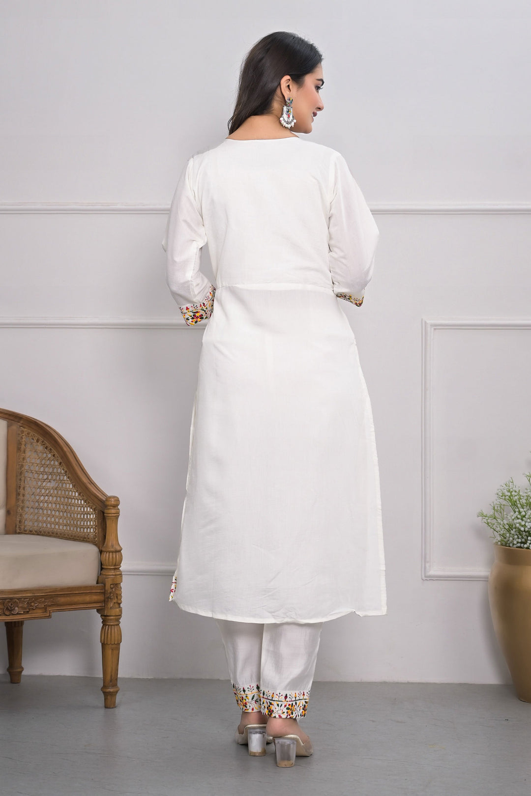 Beautiful White Color Viscose Silk Fabric Readymade Salwar Suit | Buy Online India