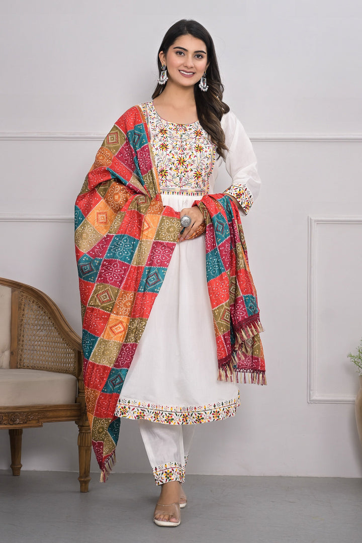 Beautiful White Color Viscose Silk Fabric Readymade Salwar Suit | Buy Online India