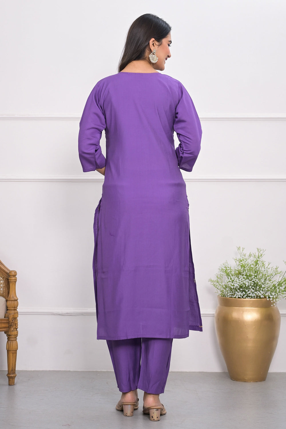 Mesmeric Purple Color Readymade Salwar Suit In Viscose Silk Fabric | Buy Online India