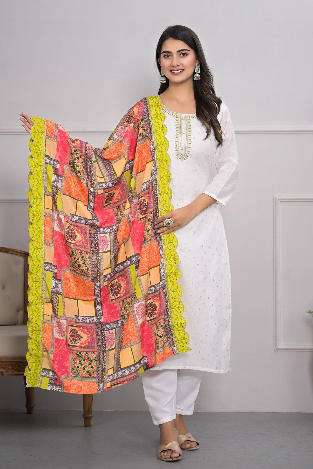 Excellent Viscose Silk Fabric White Color Readymade Salwar Suit | Buy Online India
