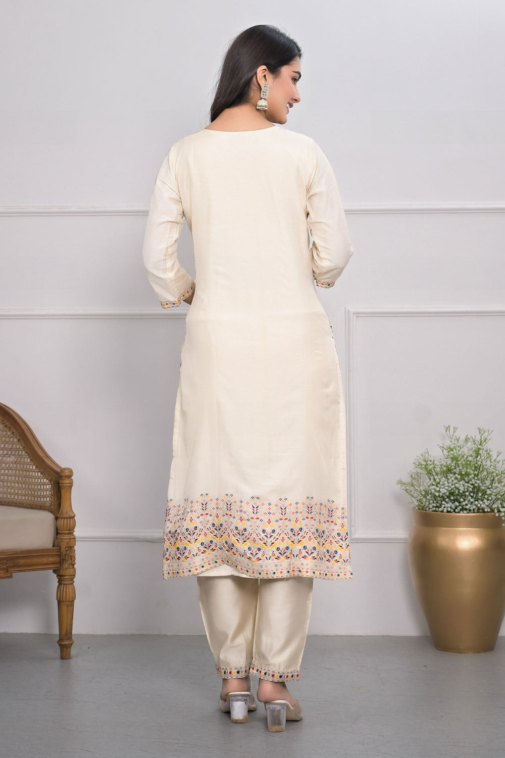 Cream Color Jacquard Fabric Beatific Readymade Salwar Suit | Buy Online India