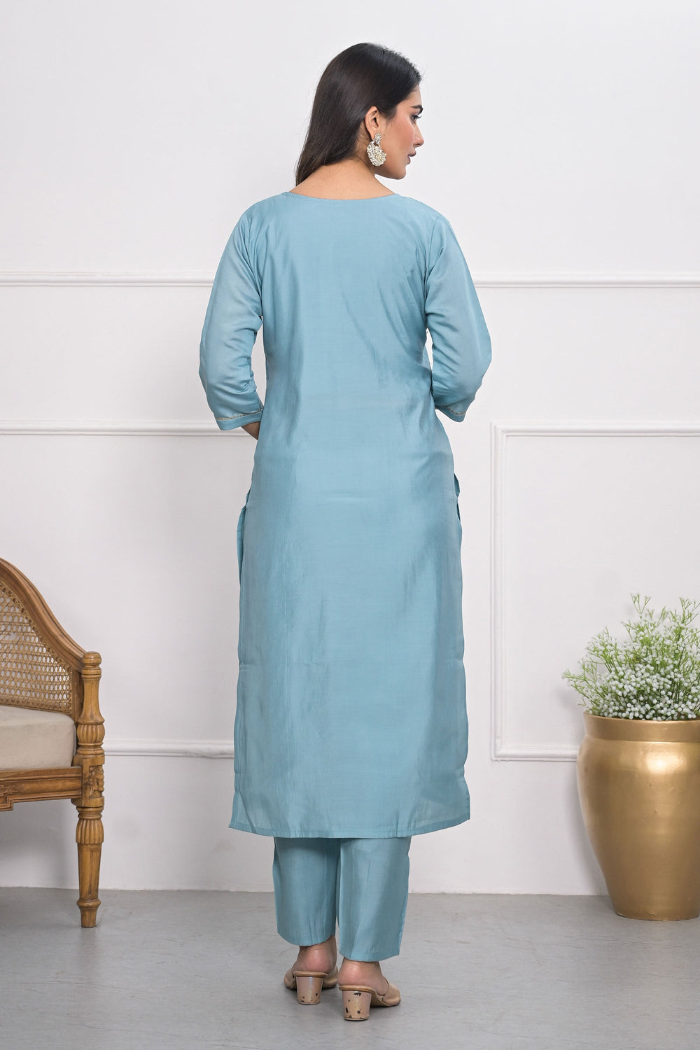 Beguiling Sky Blue Color Viscose Silk Fabric Readymade Salwar Suit | Buy Online India