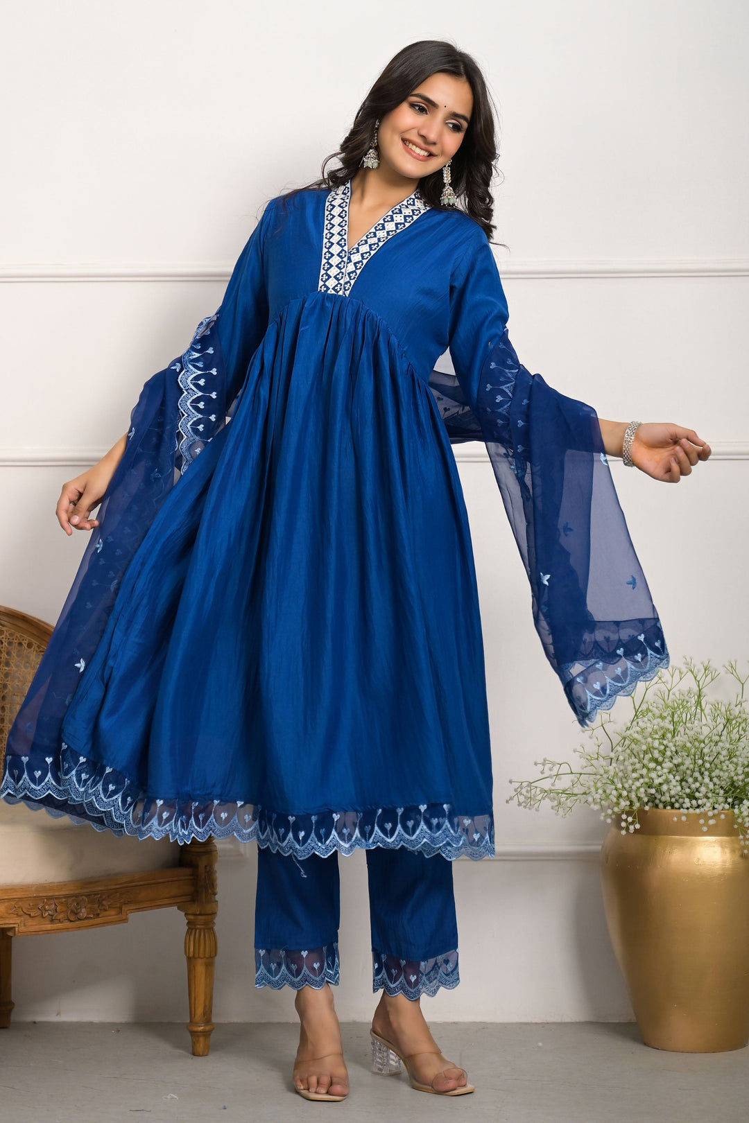 Blue Color Art Silk Fabric Trendy Readymade Salwar Suit | Buy Online India