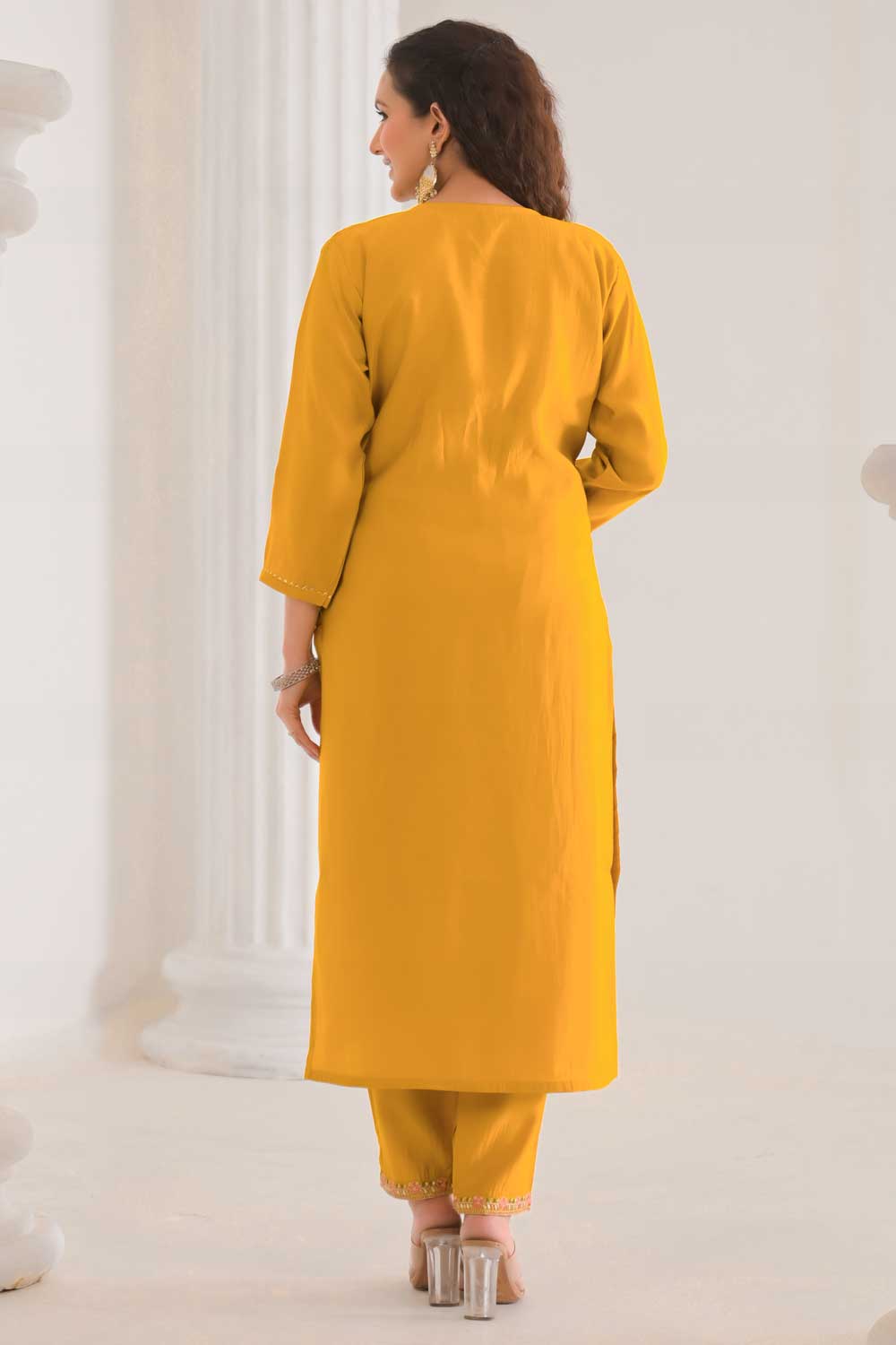 Tempting Viscose Fabric Yellow Color Readymade Salwar Suit | Buy Online India