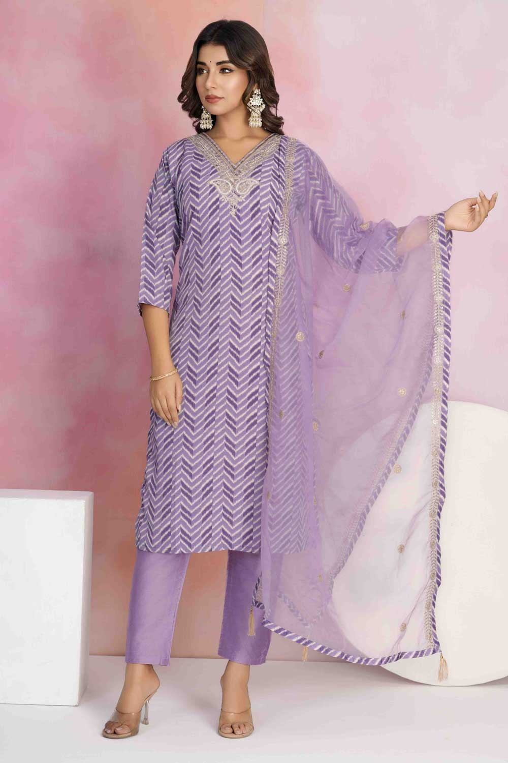 Viscose Fabric Purple Color Delicate Readymade Salwar Suit | Buy Online India
