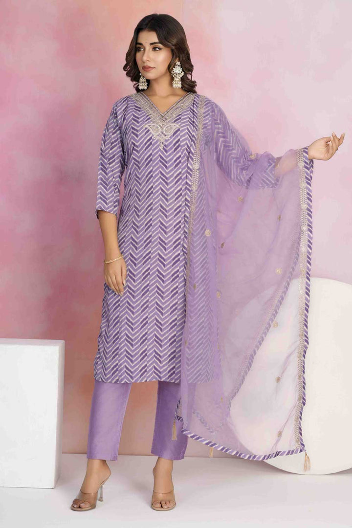 Viscose Fabric Purple Color Delicate Readymade Salwar Suit | Buy Online India