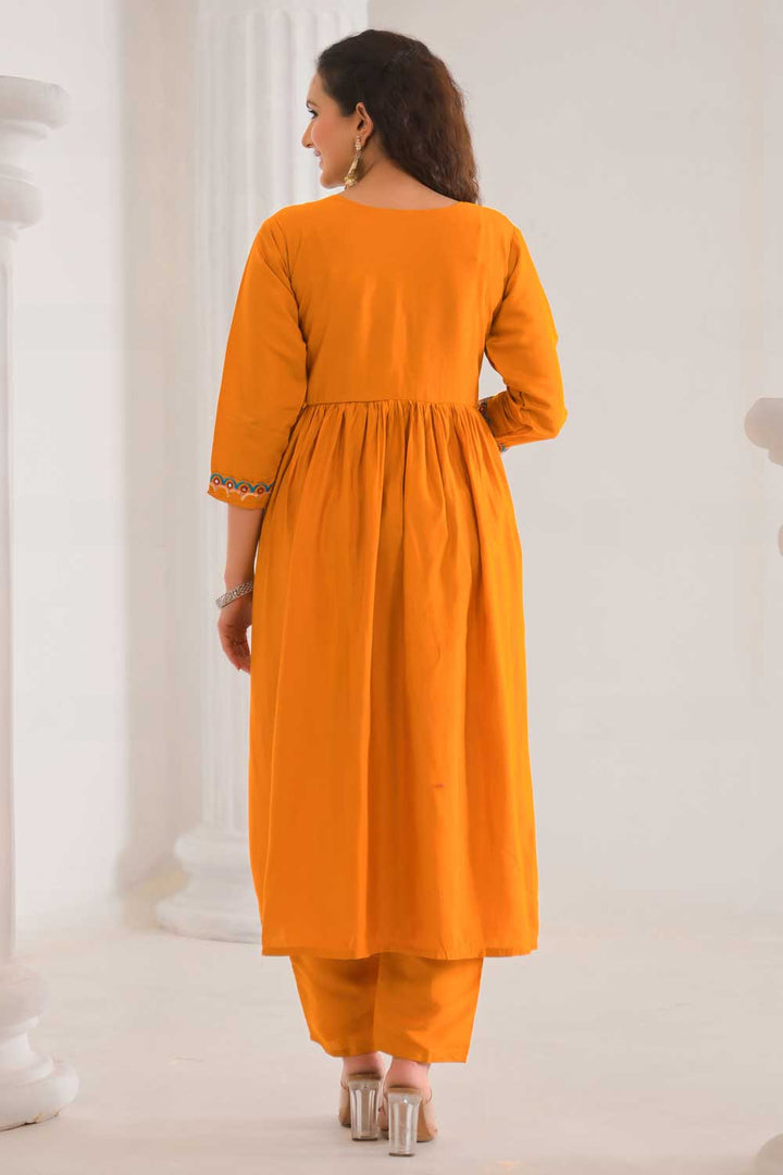 Trendy Viscose Fabric Orange Color Readymade Salwar Suit | Buy Online India