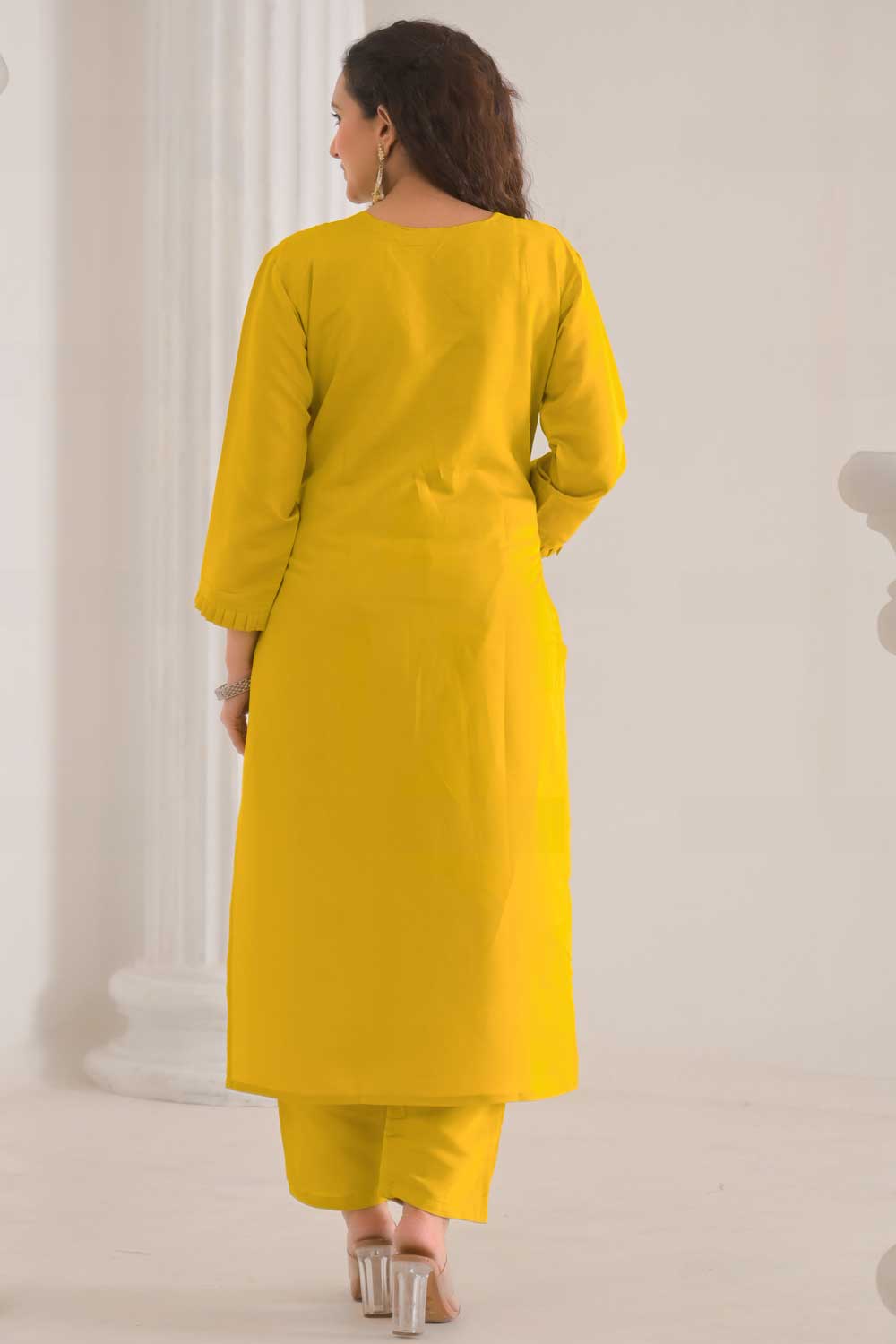 Soothing Yellow Color Viscose Fabric Readymade Salwar Suit | Buy Online India