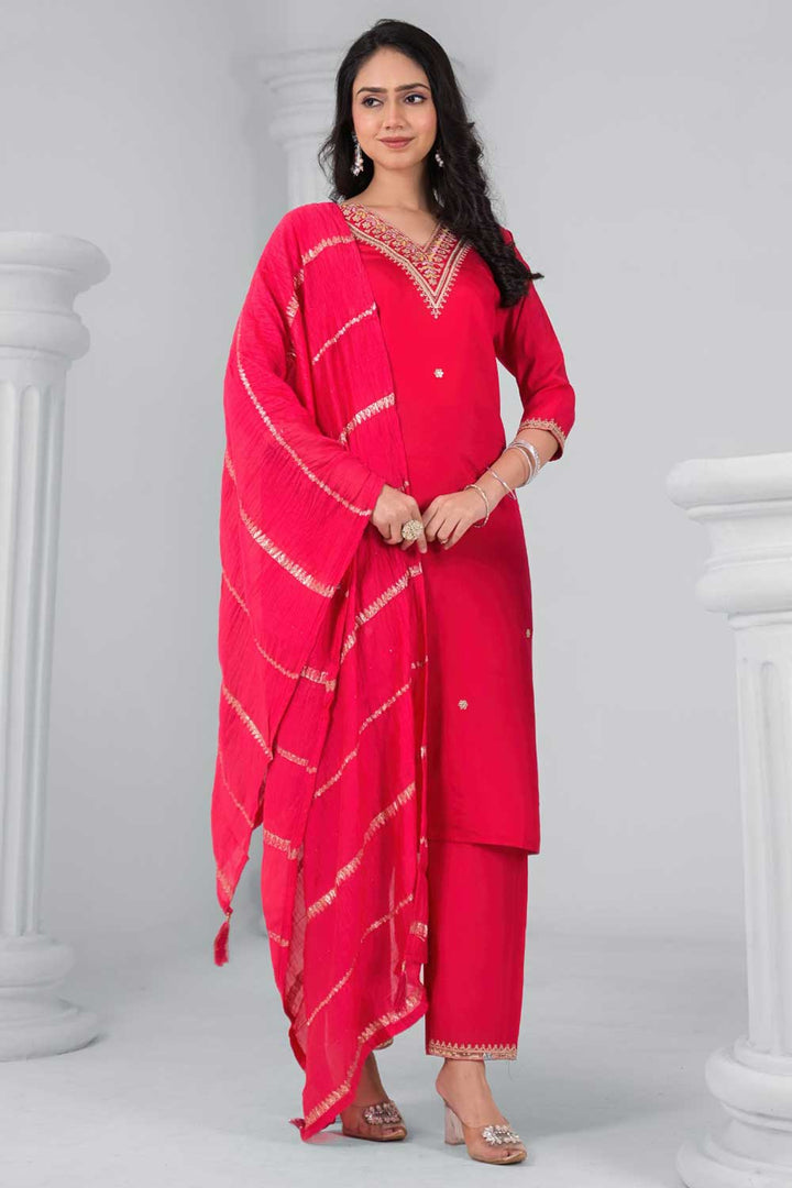 Rayon Fabric Rani Color Stylish Readymade Salwar Suit | Buy Online India