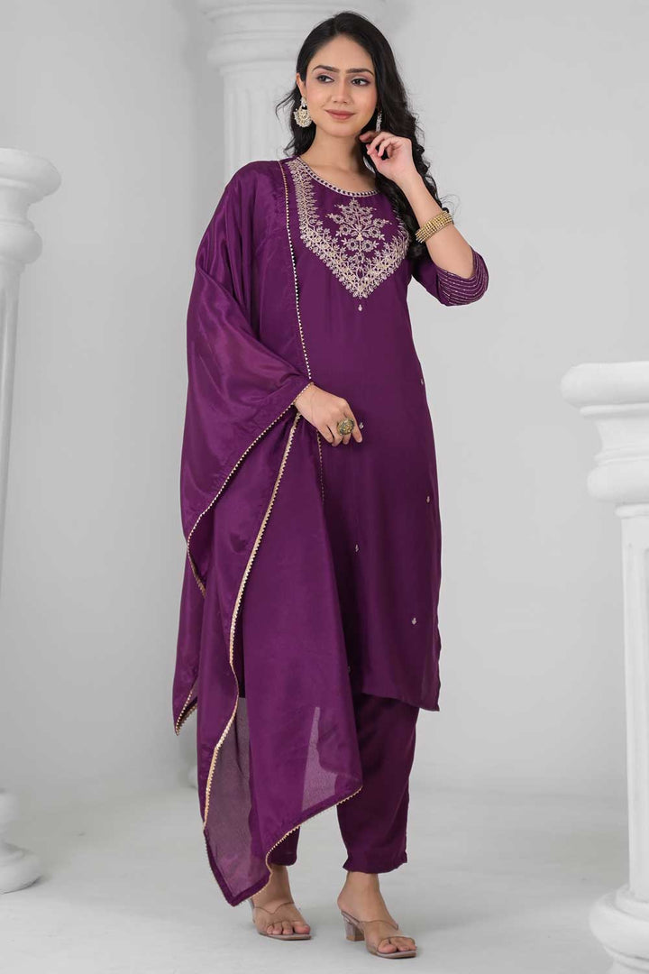 Rayon Fabric Wine Color Beatific Readymade Salwar Suit | Buy Online India
