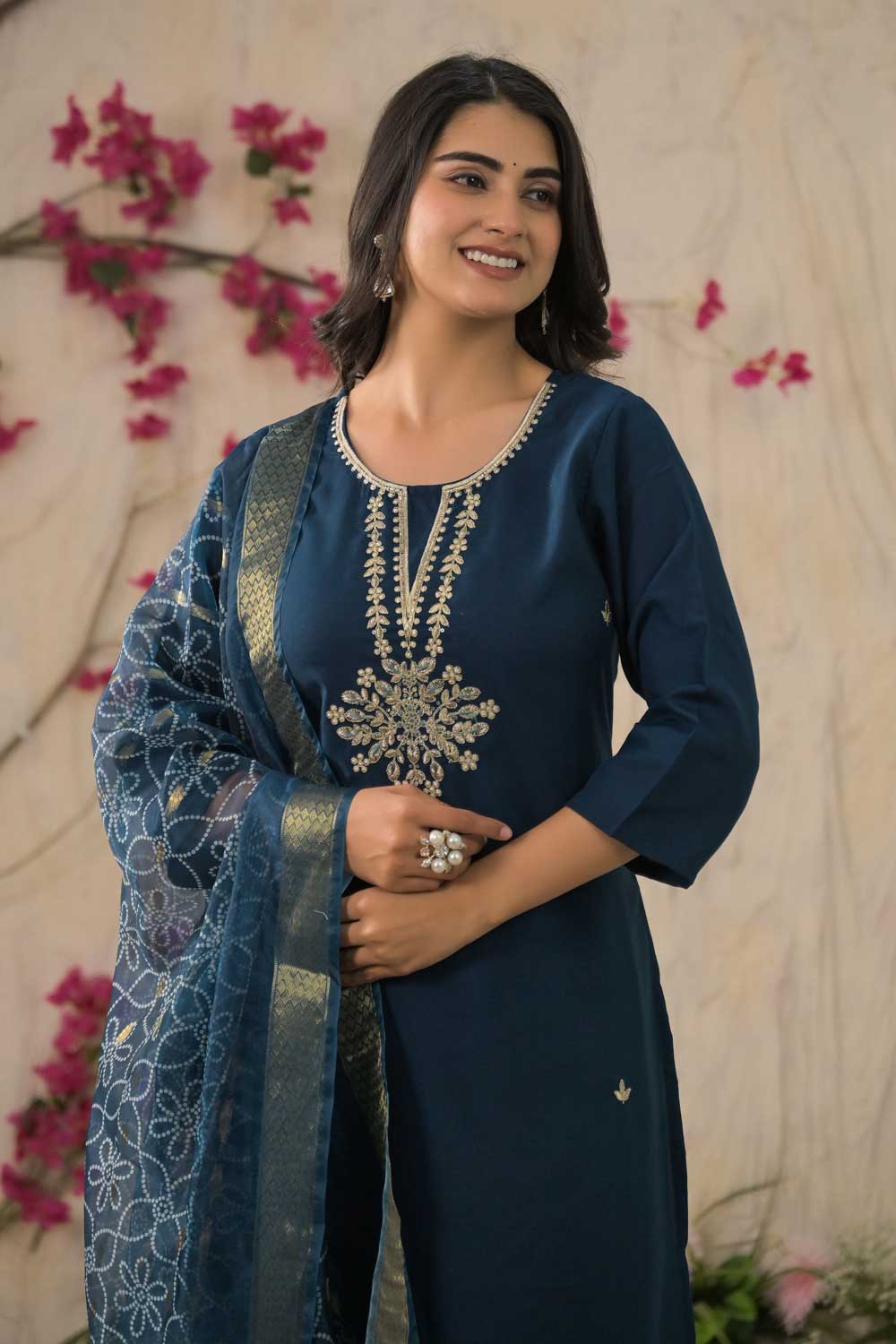 Rayon Fabric Trendy Navy Blue Color Readymade Salwar Suit | Buy Online India