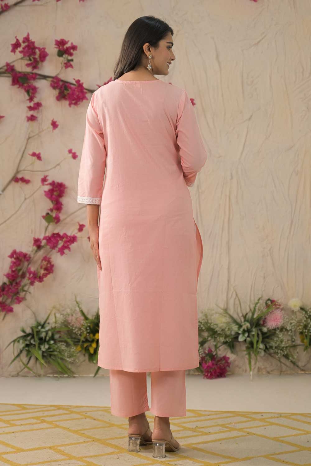 Peach Color Cotton Fabric Beautiful Readymade Salwar Suit | Buy Online India