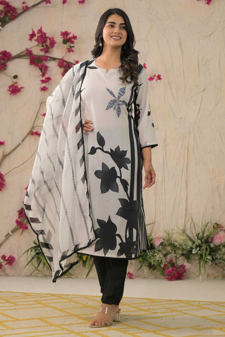 Muslin Fabric Off White Color Classic Readymade Salwar Suit | Buy Online India