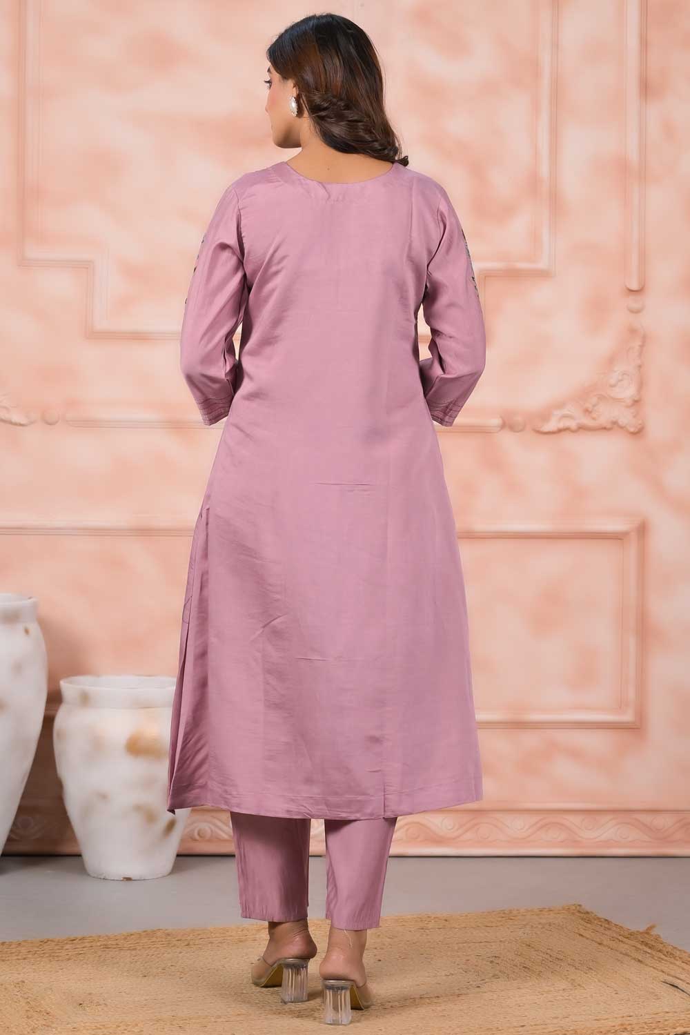 Pink Color Chanderi Silk Fabric Stunning Readymade Salwar Suit | Buy Online India