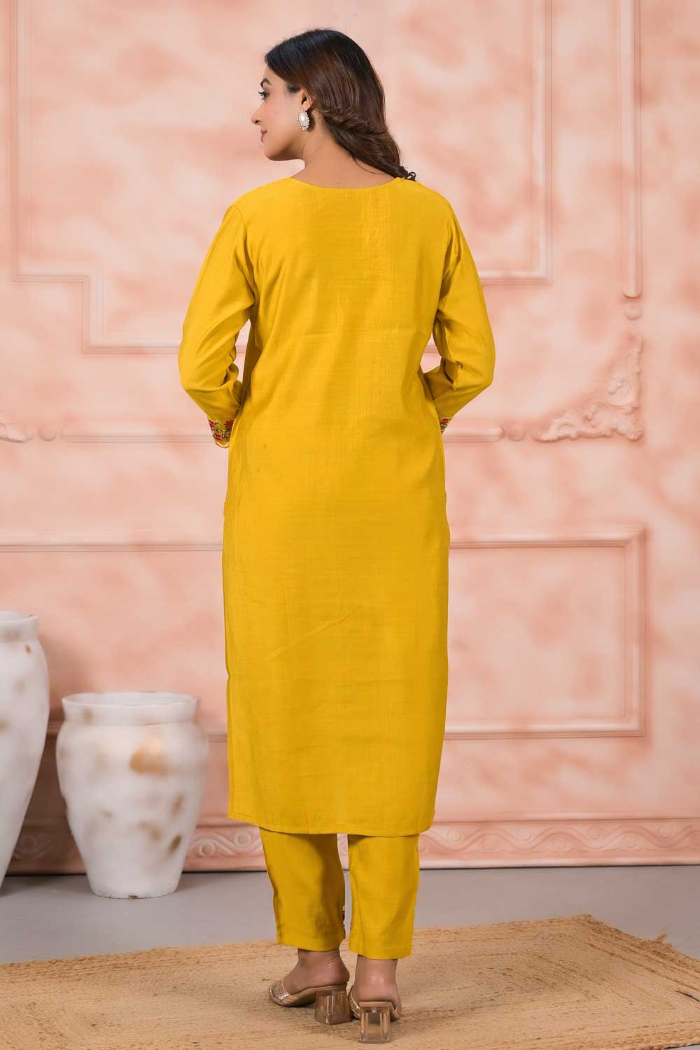 Beguiling Yellow Color Art Silk Fabric Readymade Salwar Suit | Buy Online India