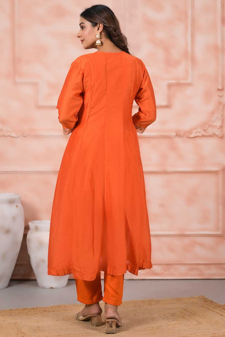 Incredible Rayon Fabric Orange Color Readymade Salwar Suit | Buy Online India