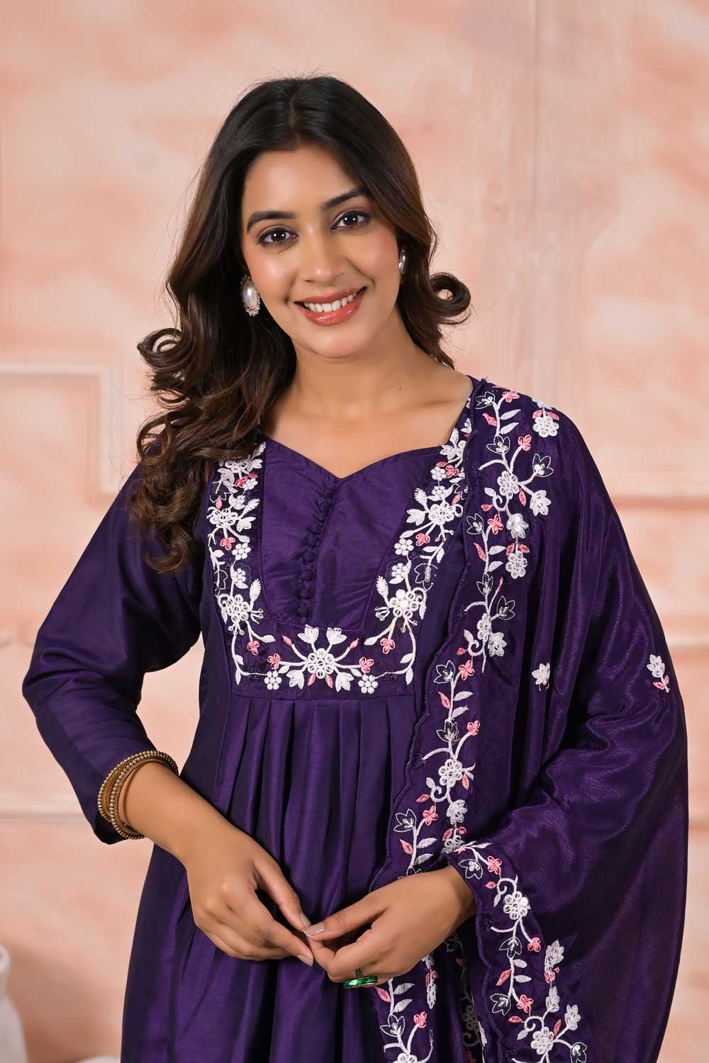 Tempting Rayon Fabric Purple Color Readymade Salwar Suit | Buy Online India
