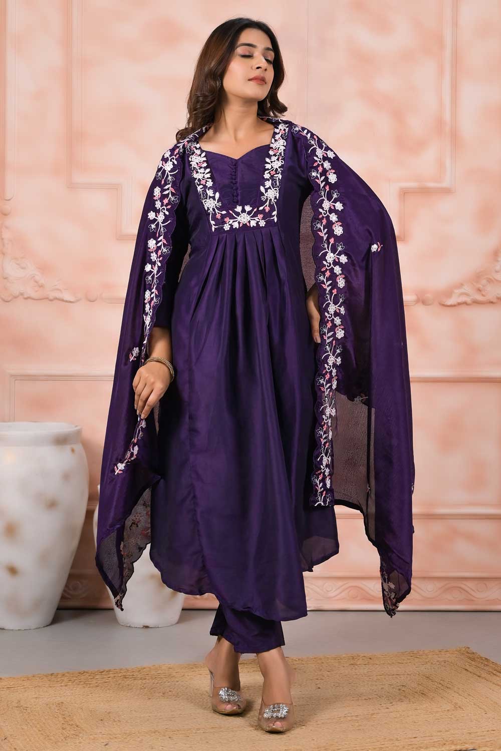 Tempting Rayon Fabric Purple Color Readymade Salwar Suit | Buy Online India