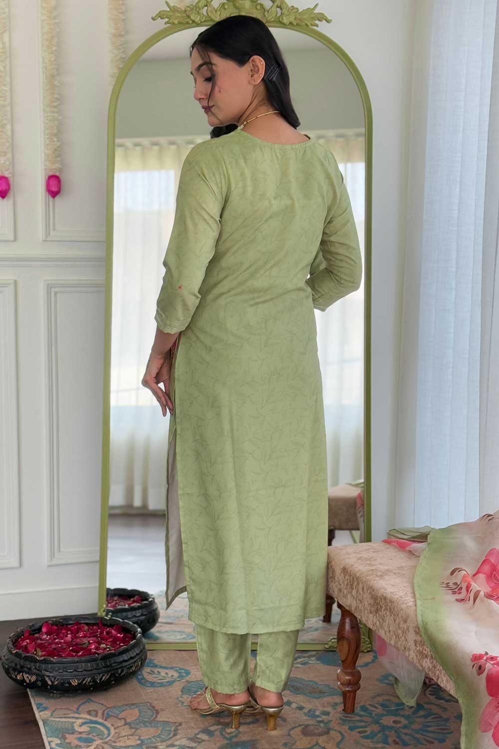Rayon Fabric Sea Green Color Delicate Readymade Salwar Suit | Buy Online India
