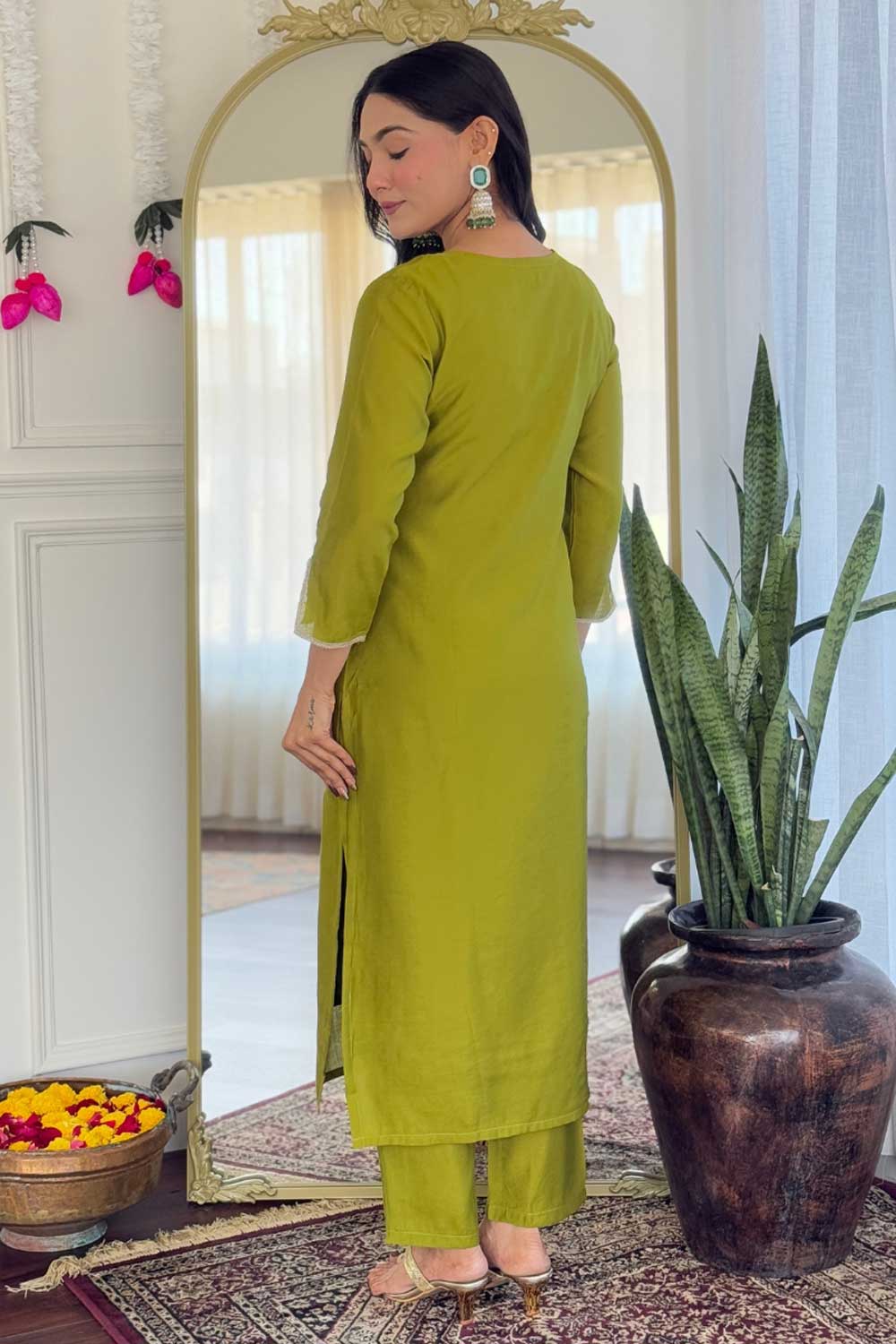 Trendy Viscose Fabric Green Color Readymade Salwar Suit | Buy Online India