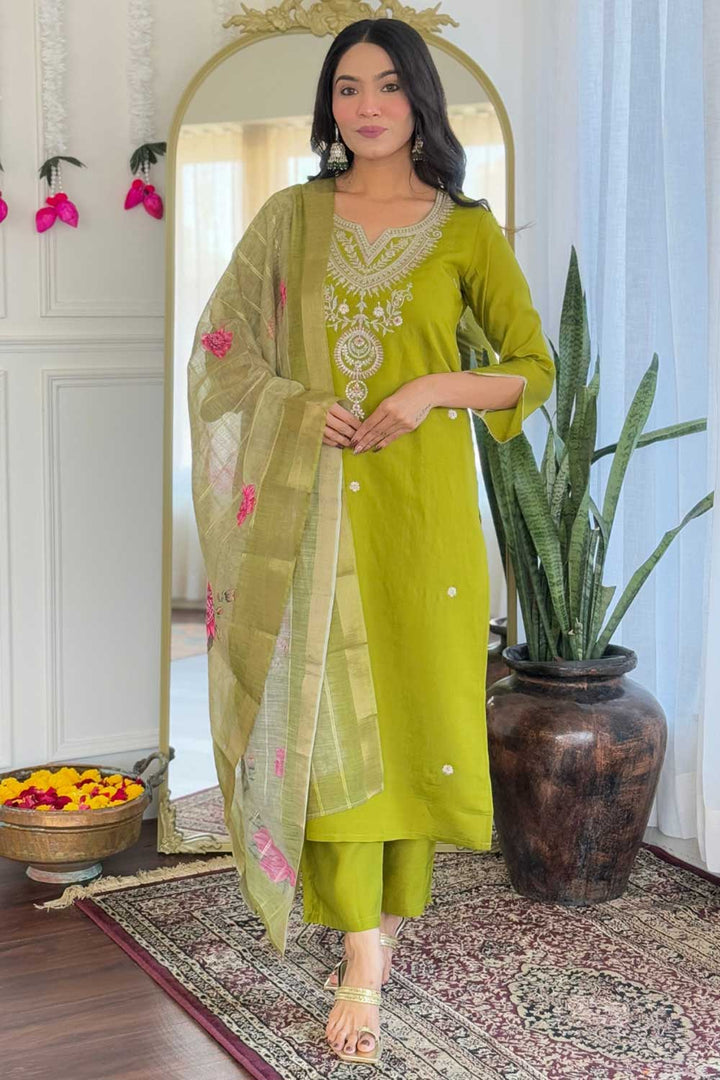 Trendy Viscose Fabric Green Color Readymade Salwar Suit | Buy Online India