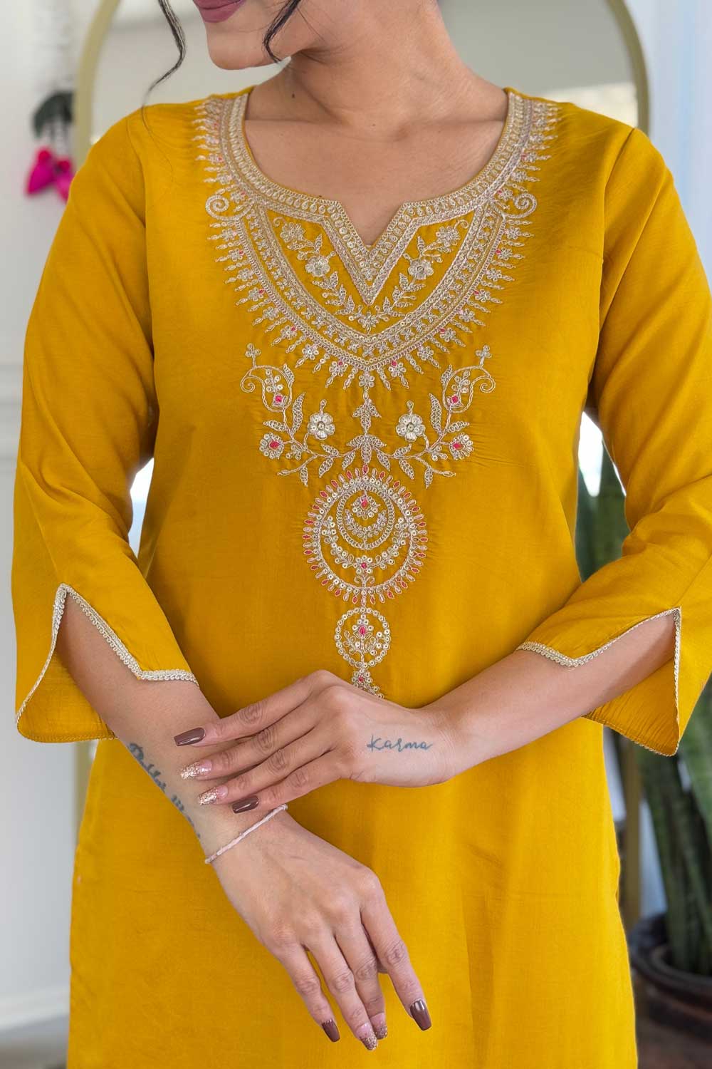 Mustard Color Viscose Fabric Chic Readymade Salwar Suit | Buy Online India