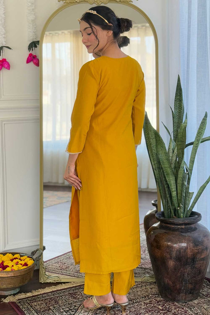 Mustard Color Viscose Fabric Chic Readymade Salwar Suit | Buy Online India