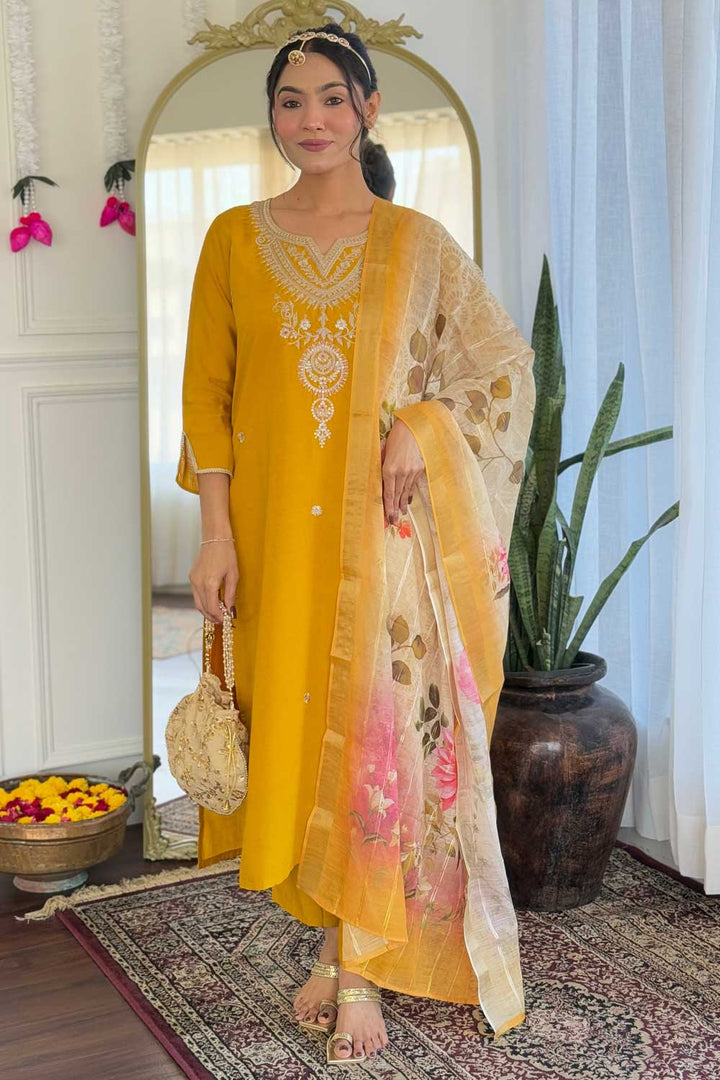 Mustard Color Viscose Fabric Chic Readymade Salwar Suit | Buy Online India