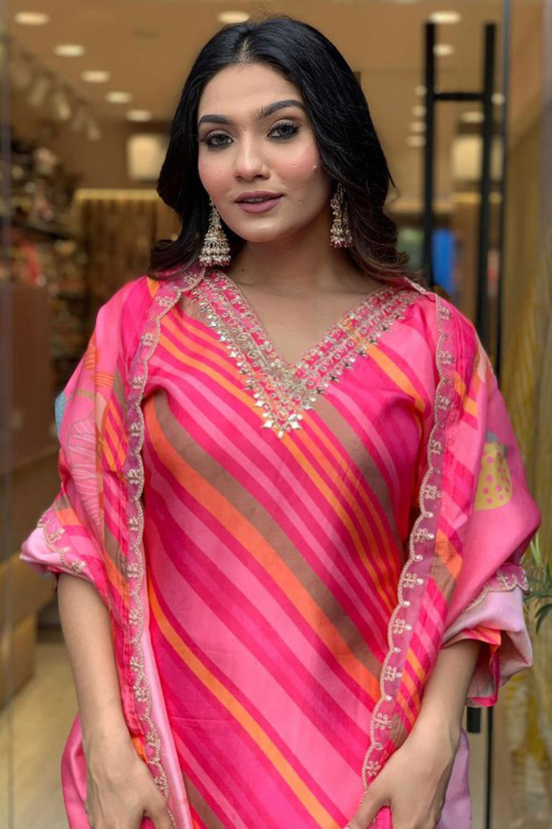 Pink Color Russian Silk Fabric Casual Readymade Salwar Suit | Buy Online India