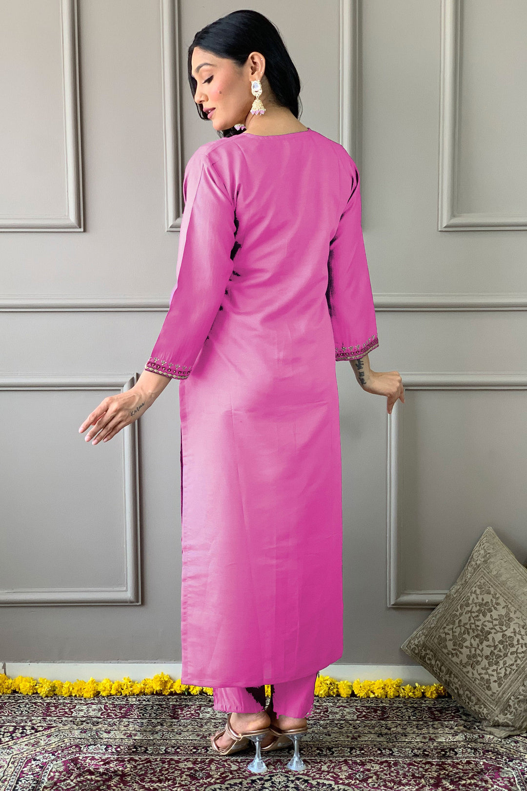Pink Color Sober Readymade Salwar Suit In Viscose Fabric | Buy Online India