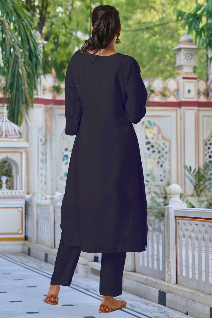 Trendy look Black Color Chanderi Fabric Readymade Salwar Suit | Buy Online India