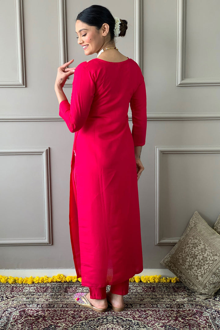 Beguiling Red Color Viscose Fabric Readymade Salwar Suit | Buy Online India