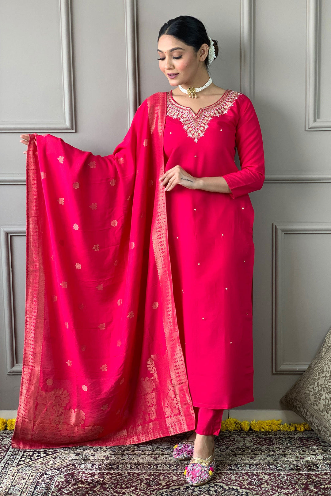 Beguiling Red Color Viscose Fabric Readymade Salwar Suit | Buy Online India