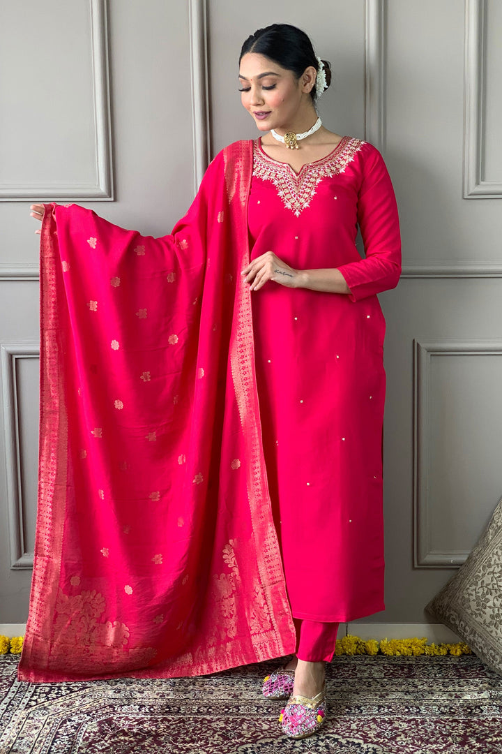 Beguiling Red Color Viscose Fabric Readymade Salwar Suit | Buy Online India