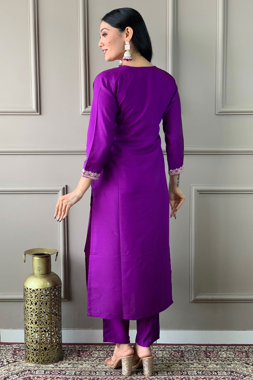 Tempting Viscose Fabric Wine Color Readymade Salwar Suit | Buy Online India