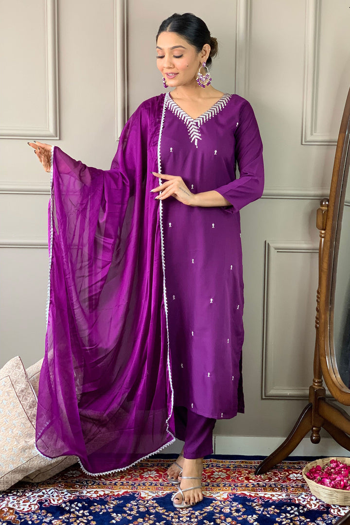 Sober Purple Color Rayon Fabric Readymade Salwar Suit | Buy Online India