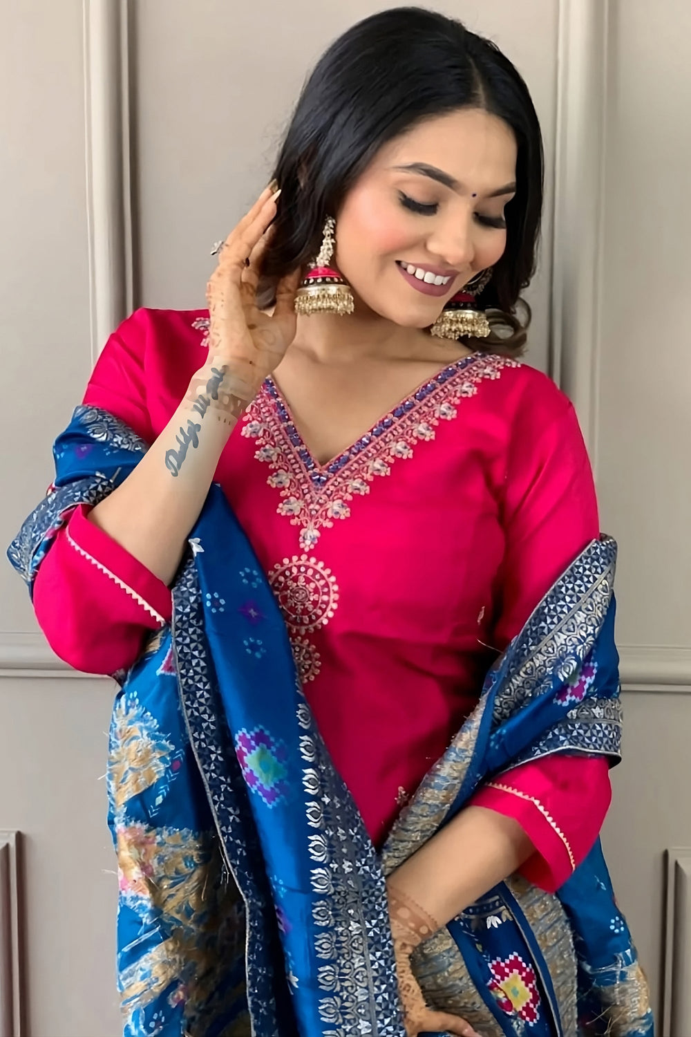 Amazing Rani Color Viscose Fabric Readymade Salwar Kameez | Buy Online India
