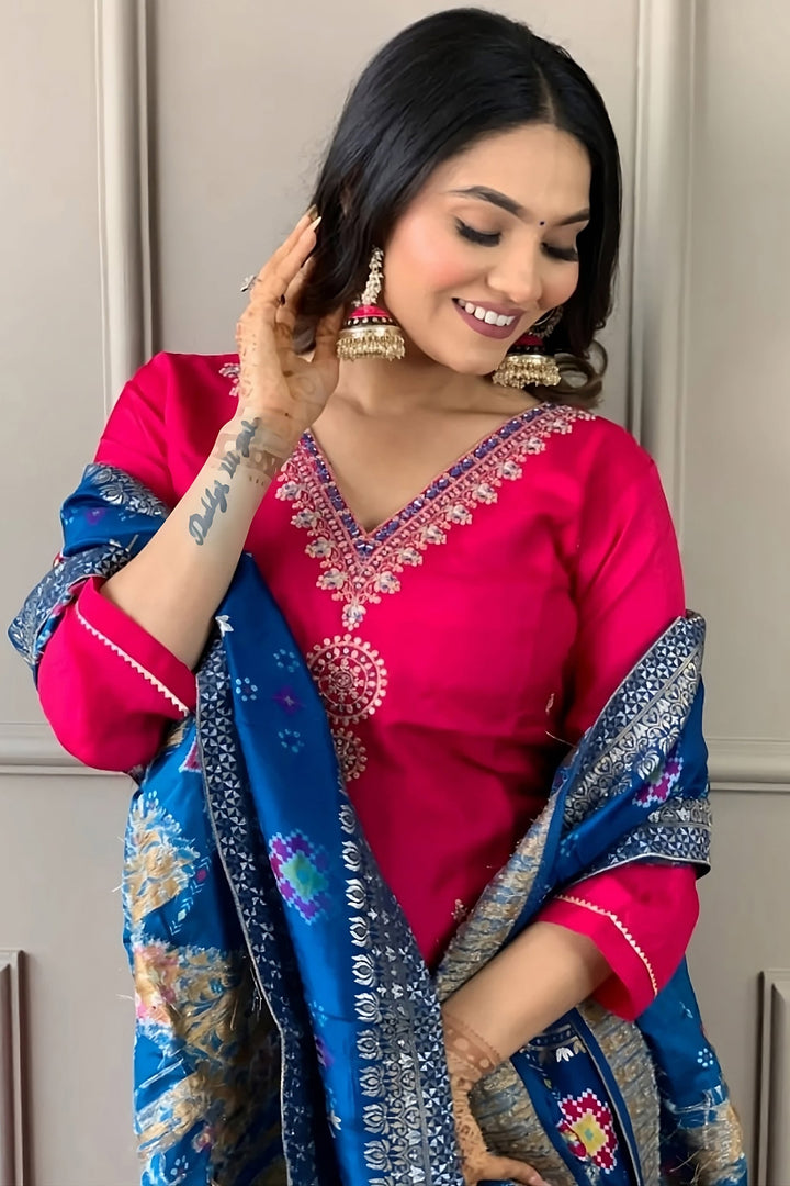 Amazing Rani Color Viscose Fabric Readymade Salwar Kameez | Buy Online India