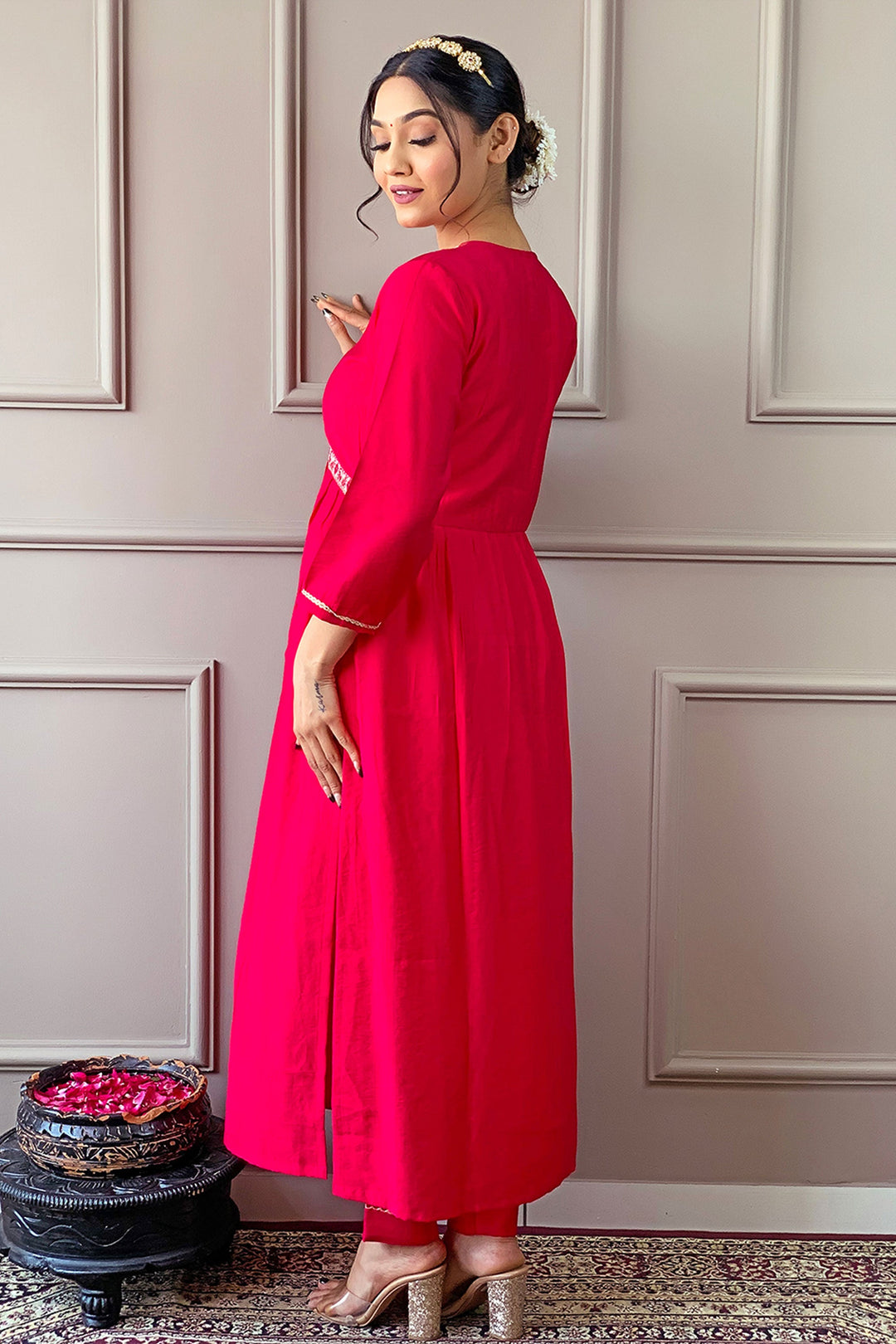 Red Color Viscose Fabric Chic Readymade Salwar Kameez | Buy Online India