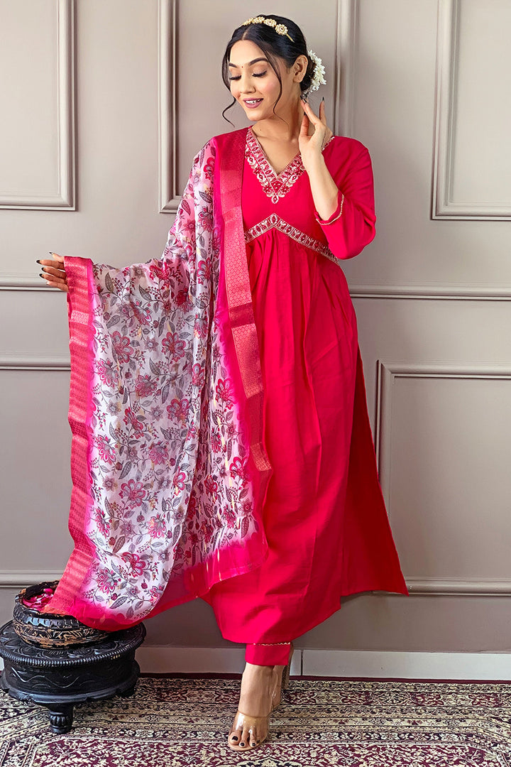 Red Color Viscose Fabric Chic Readymade Salwar Kameez | Buy Online India