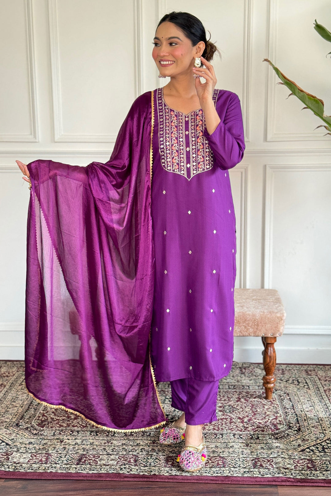 Soothing Wine Color Rayon Fabric Readymade Salwar Kameez | Buy Online India