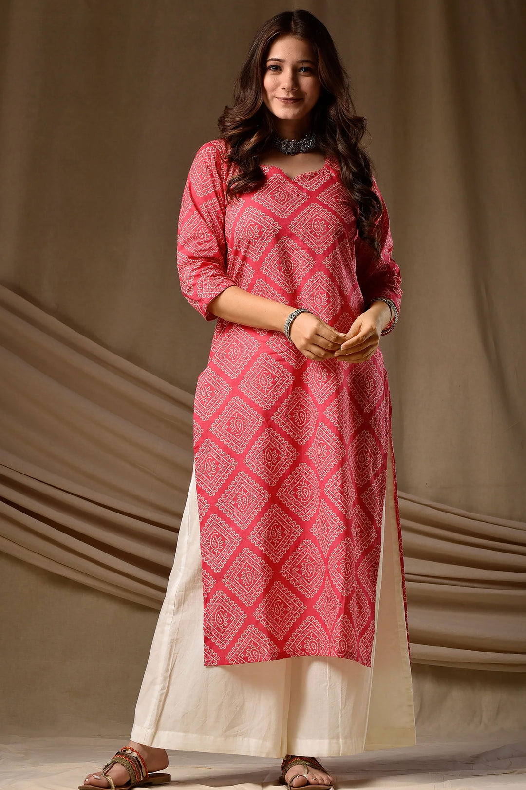 Pink Color Sober Readymade Long Cotton Kurti | Buy Online India
