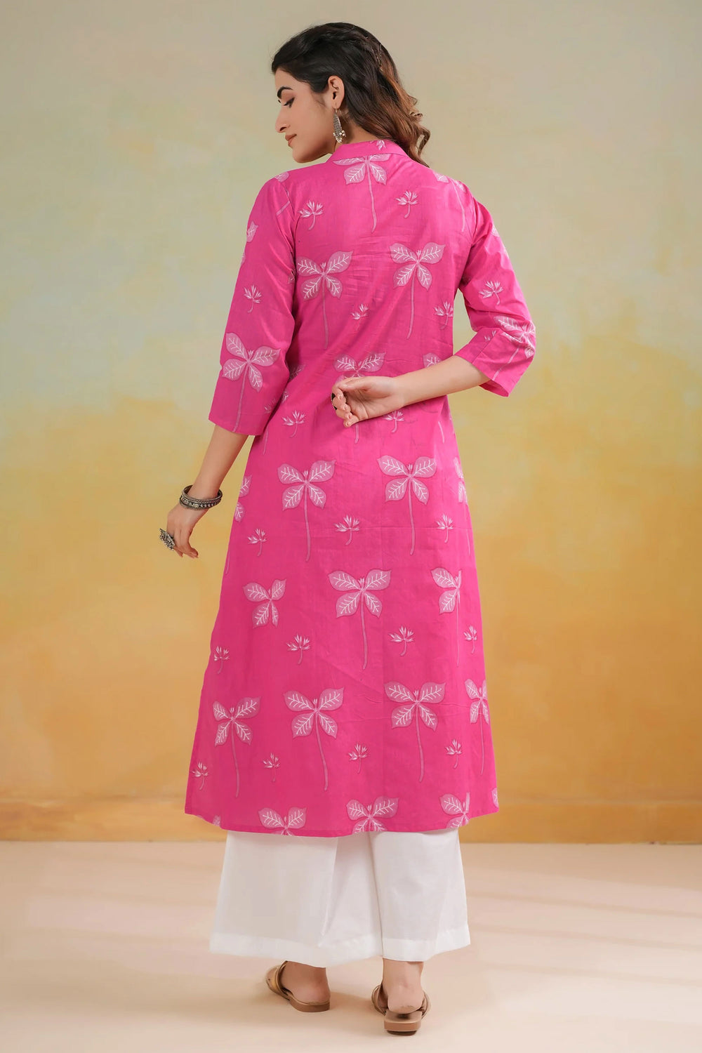 Engaging Pink Color Readymade Long Cotton Kurti | Buy Online India