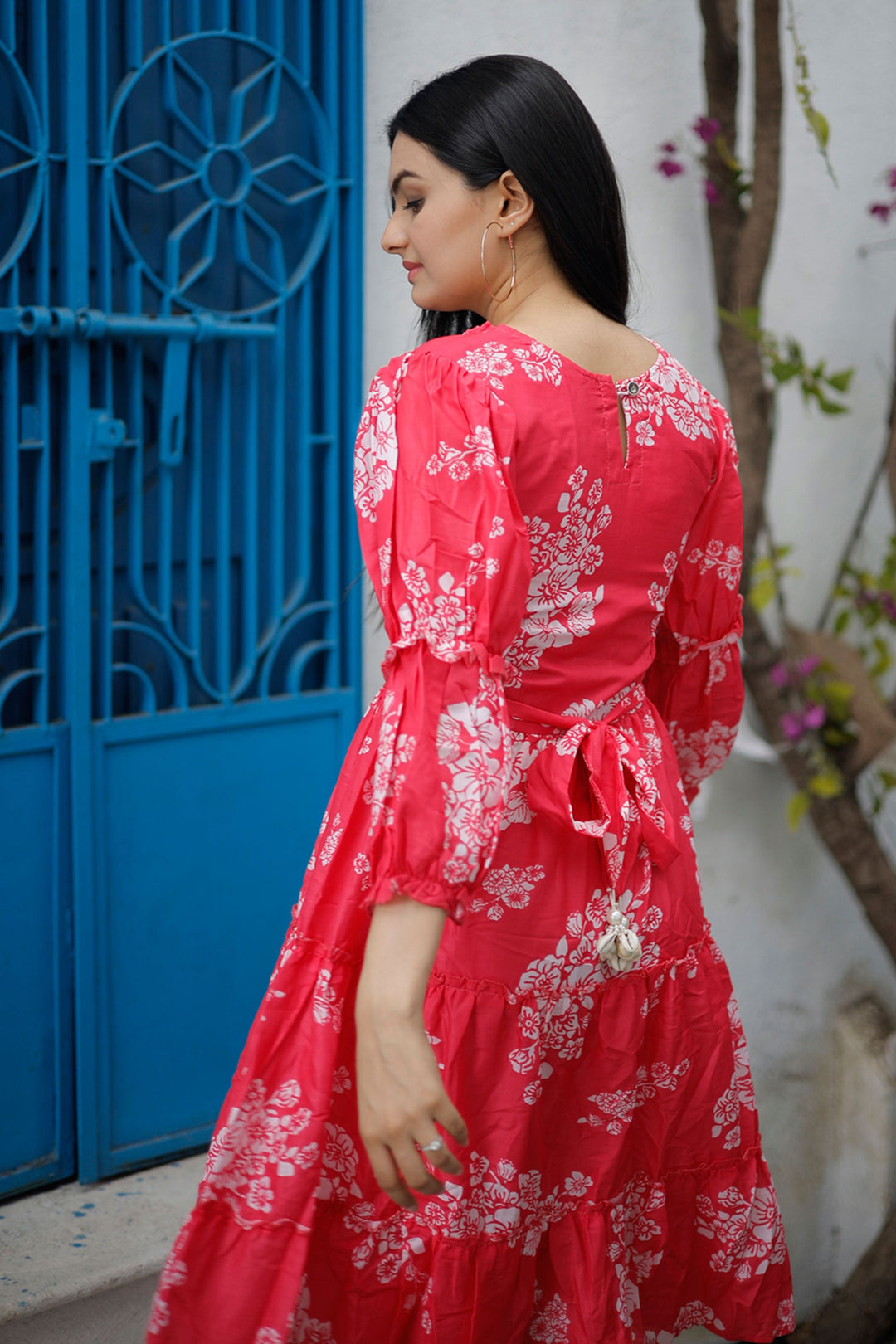 Marvelous Muslin Fabric Digital Printed Readymade One Piece In Pink Color | Buy Online India