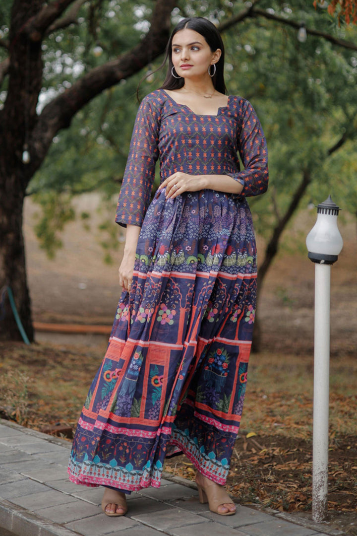 Amazing Multi Color Georgette Fabric Readymade Digital Printed Gown | Buy Online India
