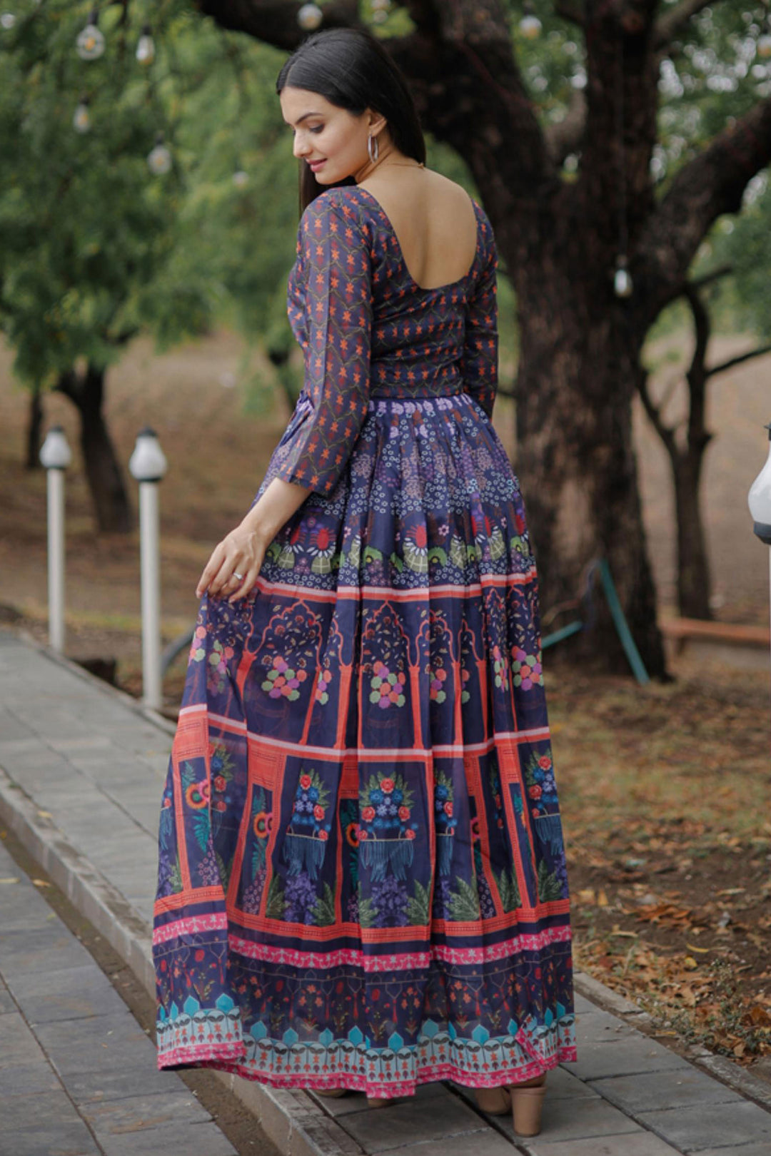 Amazing Multi Color Georgette Fabric Readymade Digital Printed Gown | Buy Online India