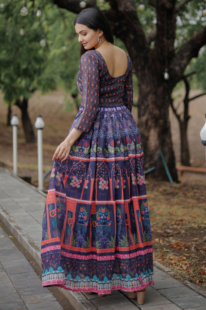 Amazing Multi Color Georgette Fabric Readymade Digital Printed Gown | Buy Online India